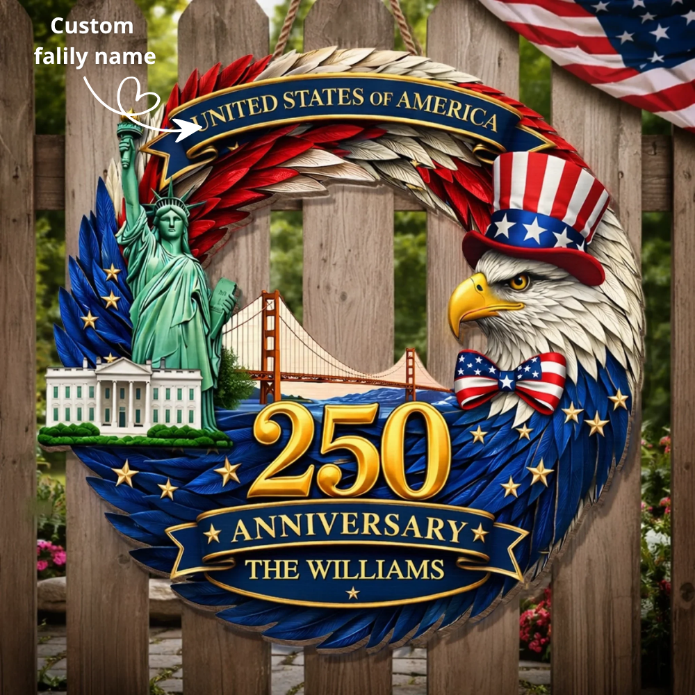 Custom Wood Sign - Personalized America 250th Anniversary Gifts - Home Of The Proud