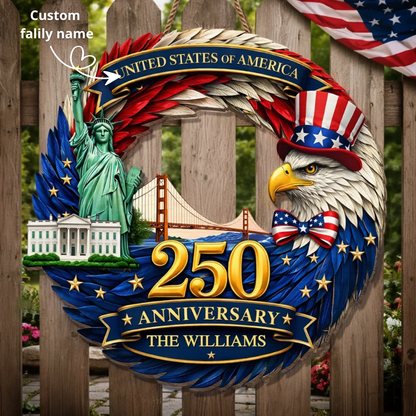 Custom Wood Sign - Personalized America 250th Anniversary Gifts - Home Of The Proud