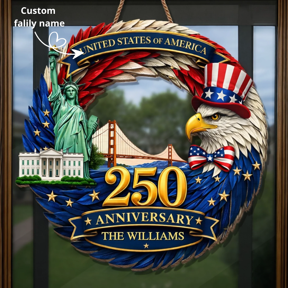 Custom Wood Sign - Personalized America 250th Anniversary Gifts - Home Of The Proud