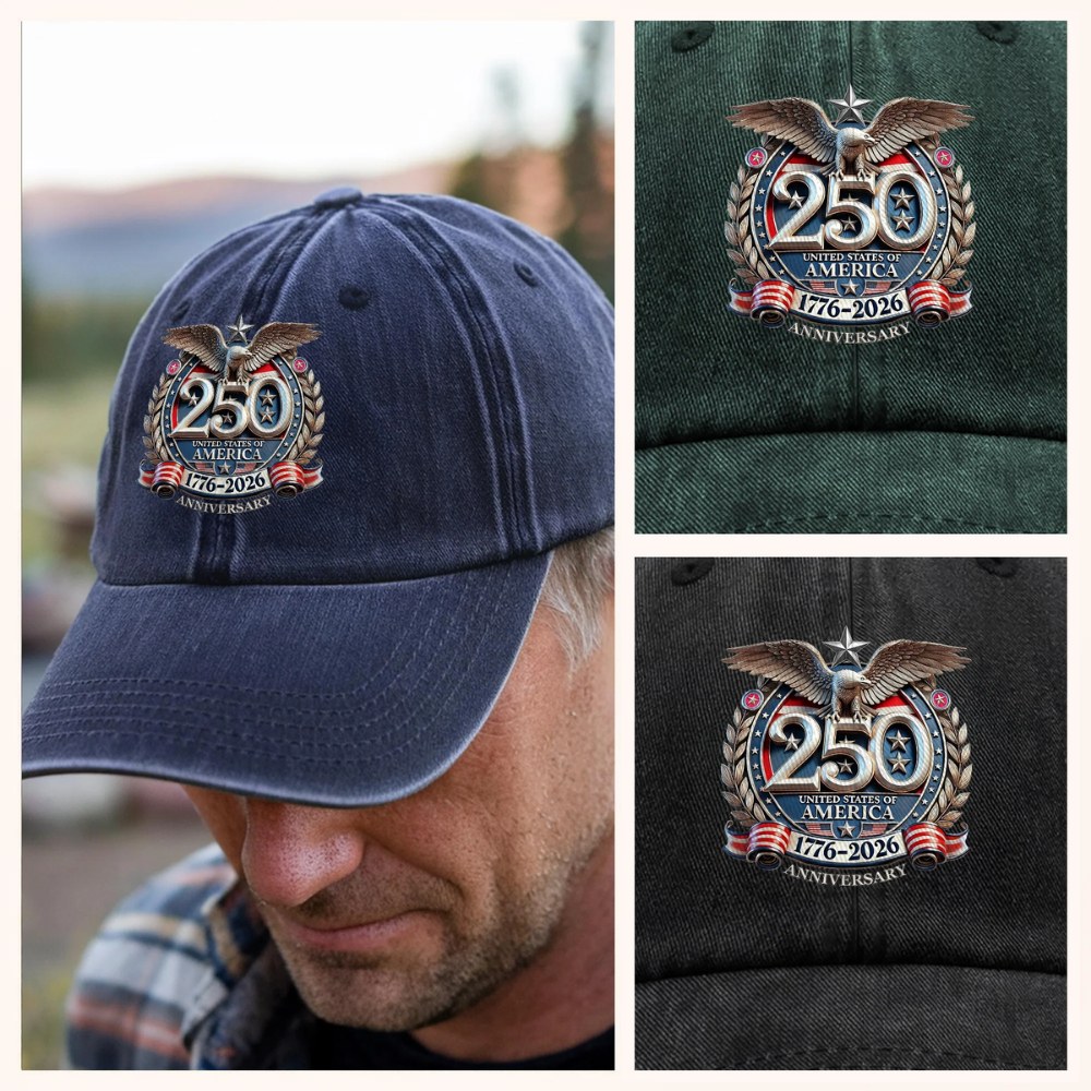USA Eagles 250th Anniversary Semiquincentennial 1776-2026 Washed Denim Baseball Cap