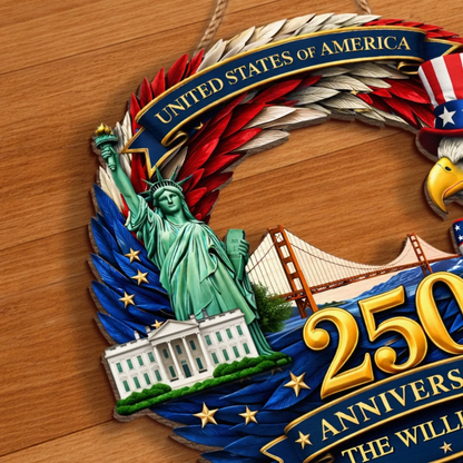 Custom Wood Sign - Personalized America 250th Anniversary Gifts - Home Of The Proud