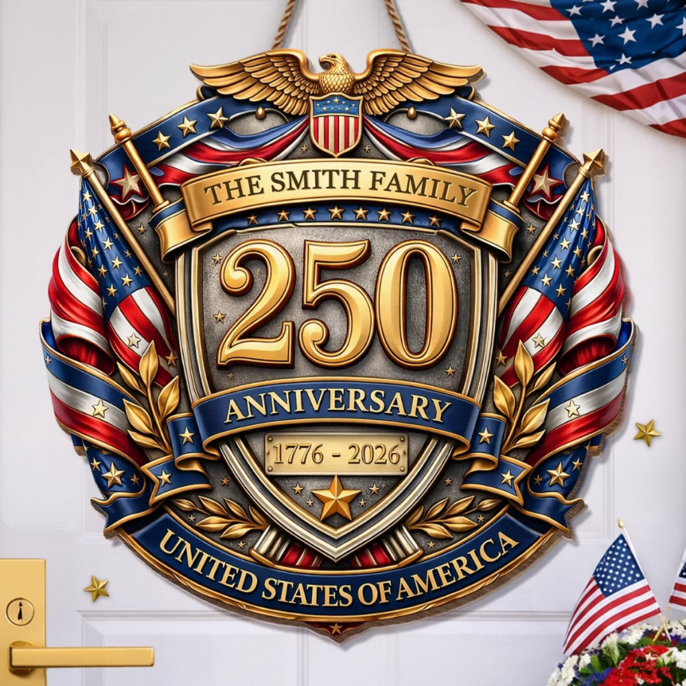 Custom Wood Sign - Personalized America 250th Anniversary Gifts For Mom, Dad - Courage Built Our Legacy
