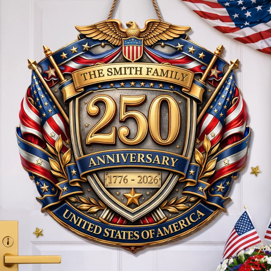 Custom Wood Sign - Personalized America 250th Anniversary Gifts For Mom, Dad - Courage Built Our Legacy