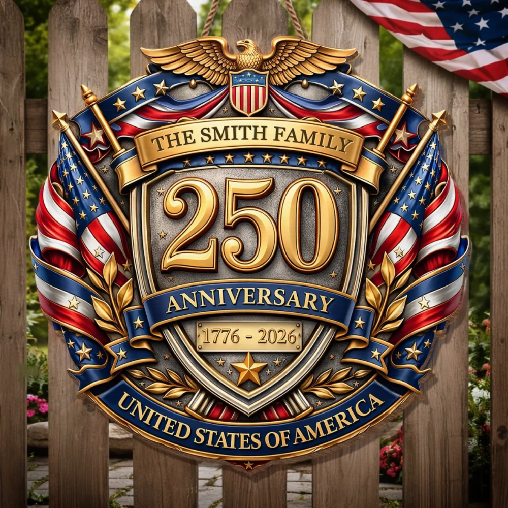 Custom Wood Sign - Personalized America 250th Anniversary Gifts For Mom, Dad - Courage Built Our Legacy