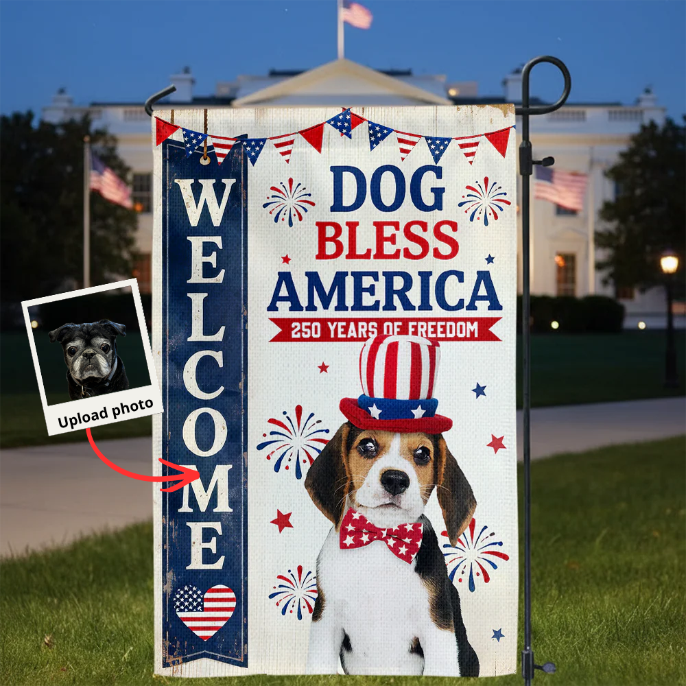 My Dog Celebrate America 250 Years of Freedom Custom Photo Garden Flag Funny Gift Decor