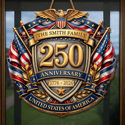 Custom Wood Sign - Personalized America 250th Anniversary Gifts For Mom, Dad - Courage Built Our Legacy