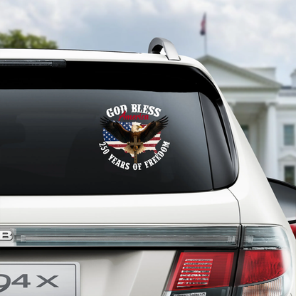 God Bless America Eagle 250 Years Of Freedom Patriotic Car Window Decal Sticker