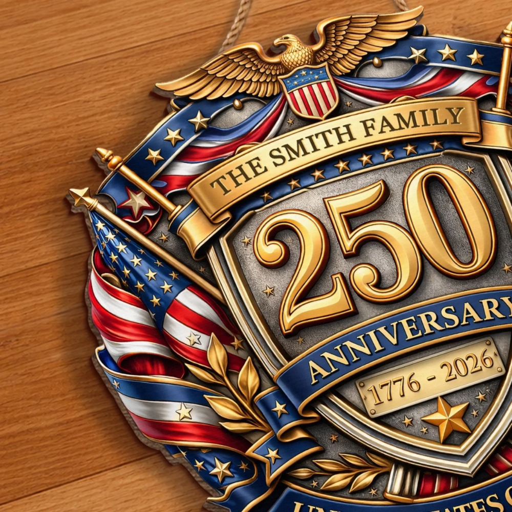 Custom Wood Sign - Personalized America 250th Anniversary Gifts For Mom, Dad - Courage Built Our Legacy