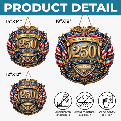 Custom Wood Sign - Personalized America 250th Anniversary Gifts For Mom, Dad - Courage Built Our Legacy