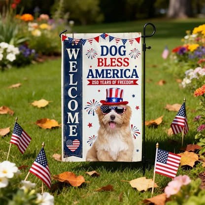 My Dog Celebrate America 250 Years of Freedom Custom Photo Garden Flag Funny Gift Decor