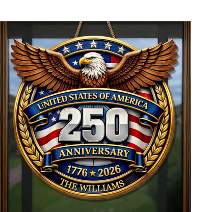 Custom Wood Sign - Personalized America 250th Anniversary Gifts - Freedom Lights Our Future