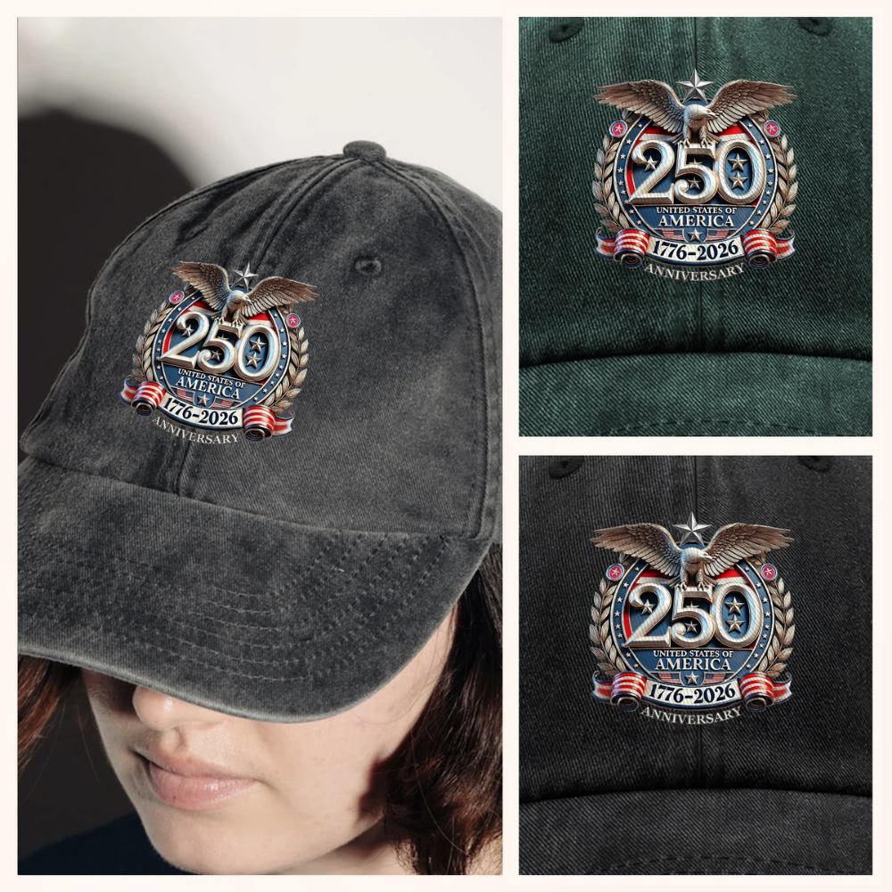 USA Eagles 250th Anniversary Semiquincentennial 1776-2026 Washed Denim Baseball Cap