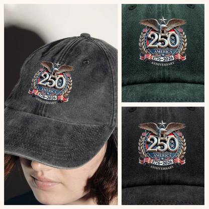 USA Eagles 250th Anniversary Semiquincentennial 1776-2026 Washed Denim Baseball Cap