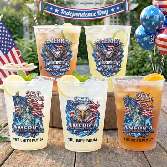 Custom Party Cups - Personalized America 250th Anniversary Gifts - Cheers To 250 Years America