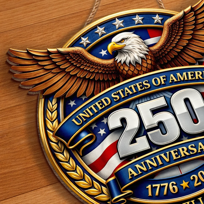 Custom Wood Sign - Personalized America 250th Anniversary Gifts - Freedom Lights Our Future