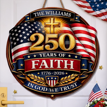 Custom Wood Sign - Personalized America 250th Anniversary Gifts - Freedom Lights Our Future