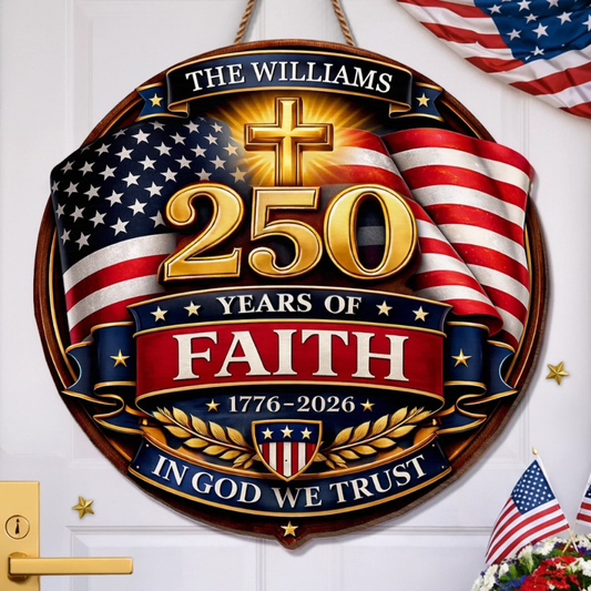 Custom Wood Sign - Personalized America 250th Anniversary Gifts - Freedom Lights Our Future