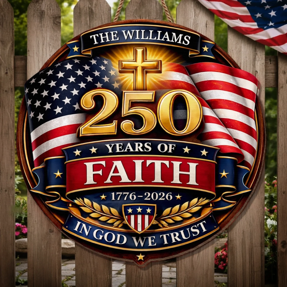 Custom Wood Sign - Personalized America 250th Anniversary Gifts - Freedom Lights Our Future