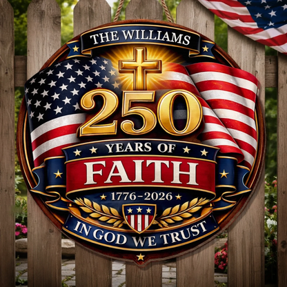 Custom Wood Sign - Personalized America 250th Anniversary Gifts - Freedom Lights Our Future
