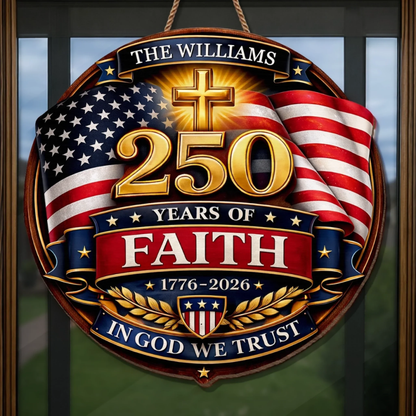 Custom Wood Sign - Personalized America 250th Anniversary Gifts - Freedom Lights Our Future