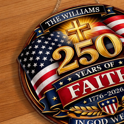 Custom Wood Sign - Personalized America 250th Anniversary Gifts - Freedom Lights Our Future