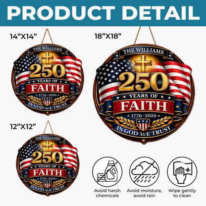 Custom Wood Sign - Personalized America 250th Anniversary Gifts - Freedom Lights Our Future