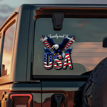 Faith, Family & Freedom America 250 Years Car Window Decal Sticker