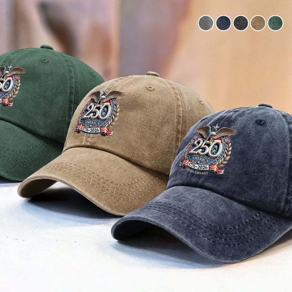 USA Eagles 250th Anniversary Semiquincentennial 1776-2026 Washed Denim Baseball Cap