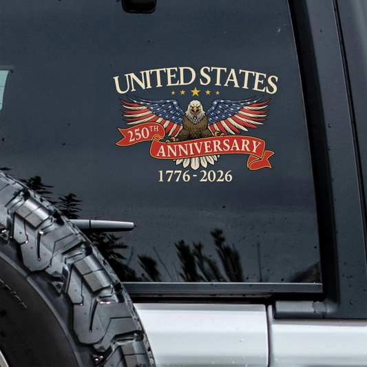 United States 250th Anniversary Patriotic Car Window Decal Sticker