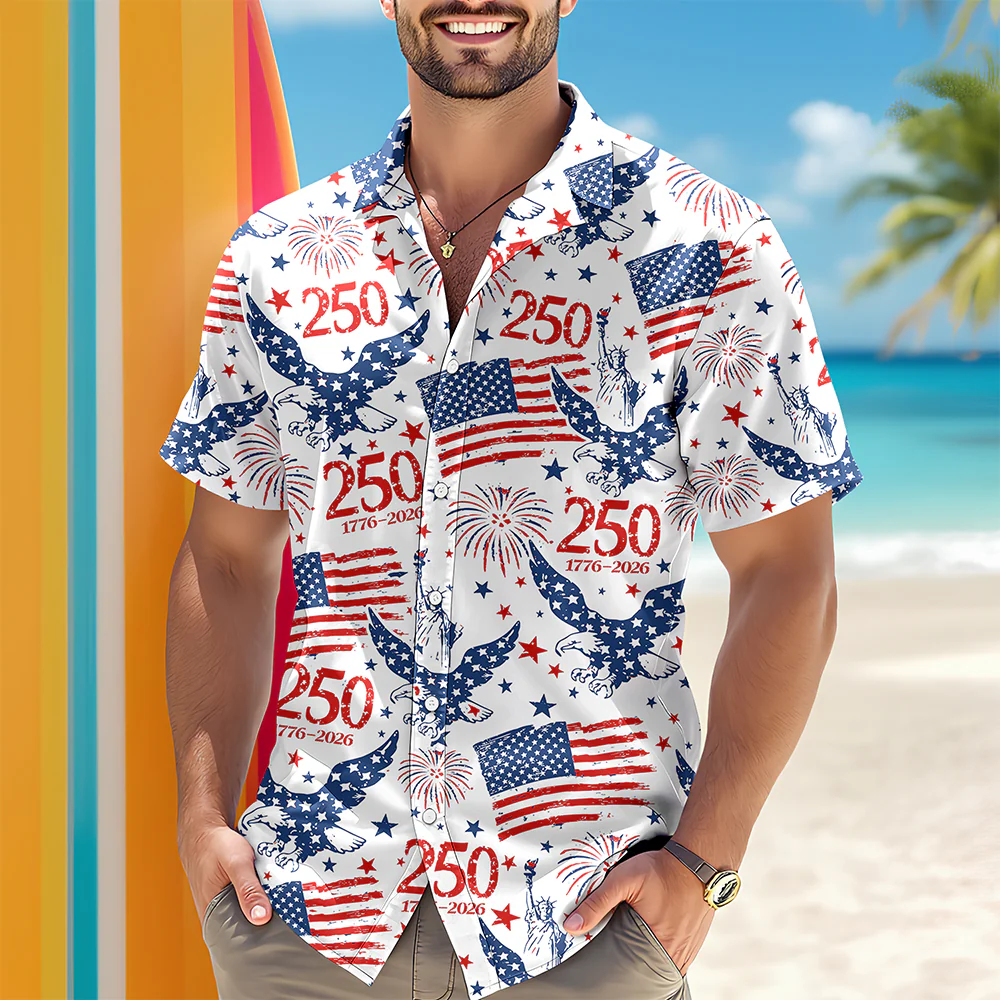 Personalized America 250th Anniversary Patriotic Eagle Hawaii Shirt