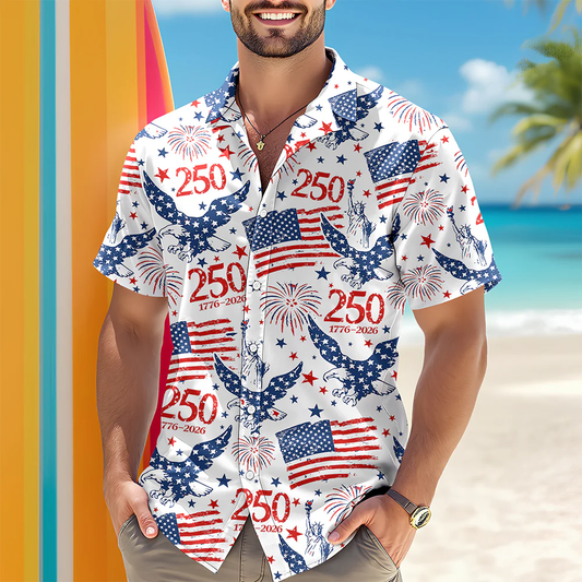 Personalized America 250th Anniversary Patriotic Eagle Hawaii Shirt