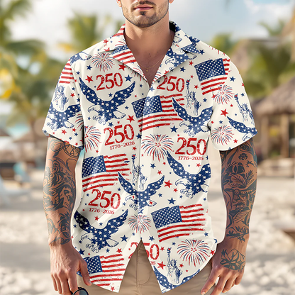 Personalized America 250th Anniversary Patriotic Eagle Hawaii Shirt