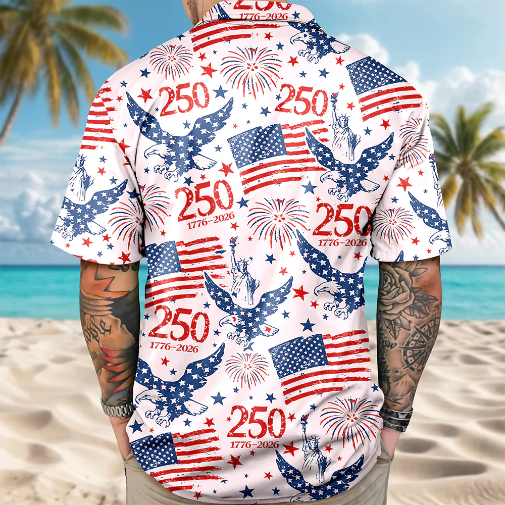 Personalized America 250th Anniversary Patriotic Eagle Hawaii Shirt