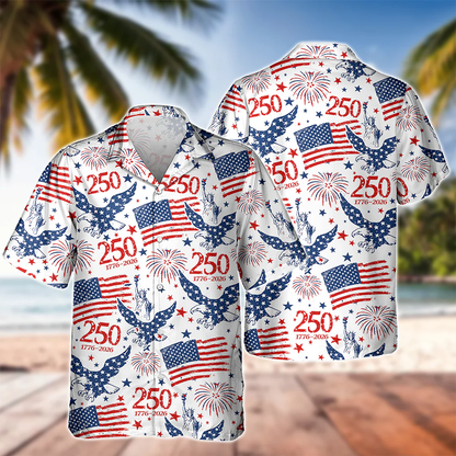 Personalized America 250th Anniversary Patriotic Eagle Hawaii Shirt