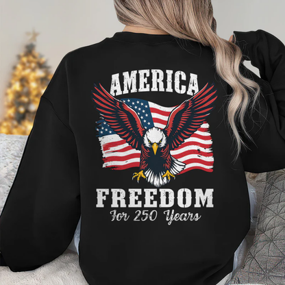 America 250 Years of Freedom Patriotic Eagle Flag Back Side Shirt, 4th of July Shirt