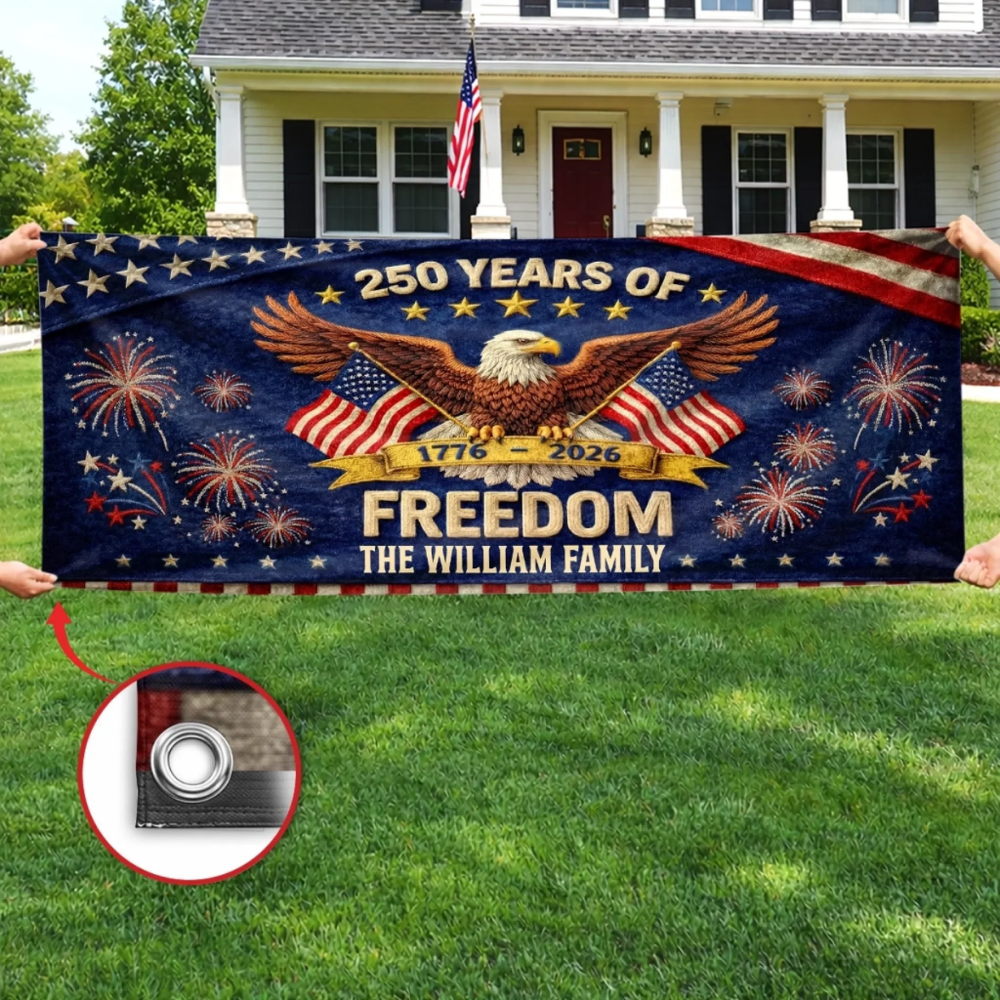 Custom Polyester Outdoor Banner - Personalized America 250th Anniversary Gifts - Pride Lives Here