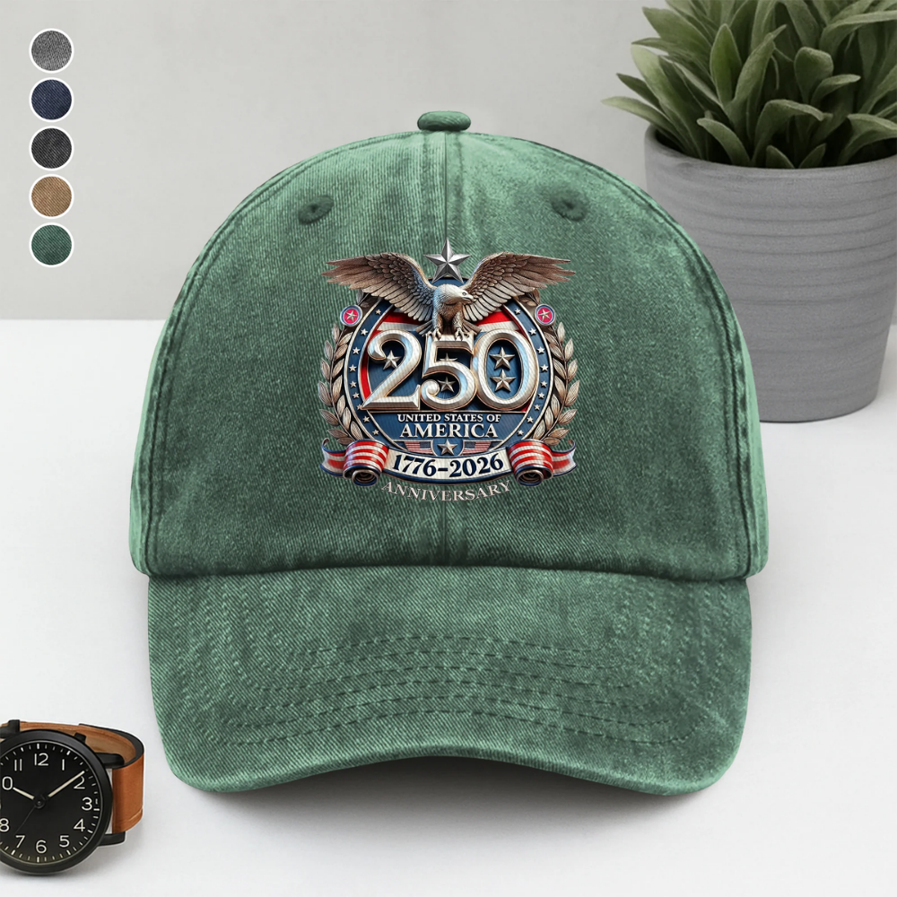 USA Eagles 250th Anniversary Semiquincentennial 1776-2026 Washed Denim Baseball Cap
