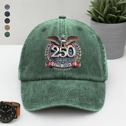 USA Eagles 250th Anniversary Semiquincentennial 1776-2026 Washed Denim Baseball Cap