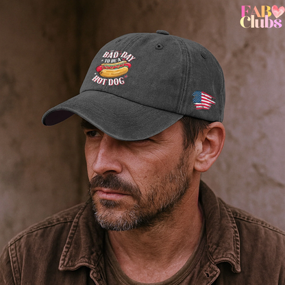 Bad Day To Be A Hot Dog - Personalized Distressed Denim Cap