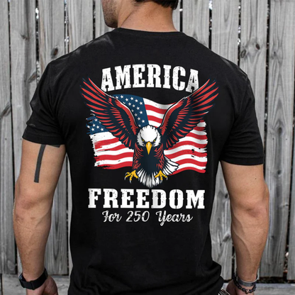 America 250 Years of Freedom Patriotic Eagle Flag Back Side Shirt, 4th of July Shirt