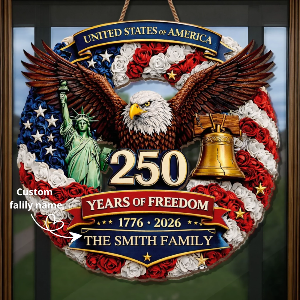 Custom Wood Sign - Personalized America 250th Anniversary Gifts For Family