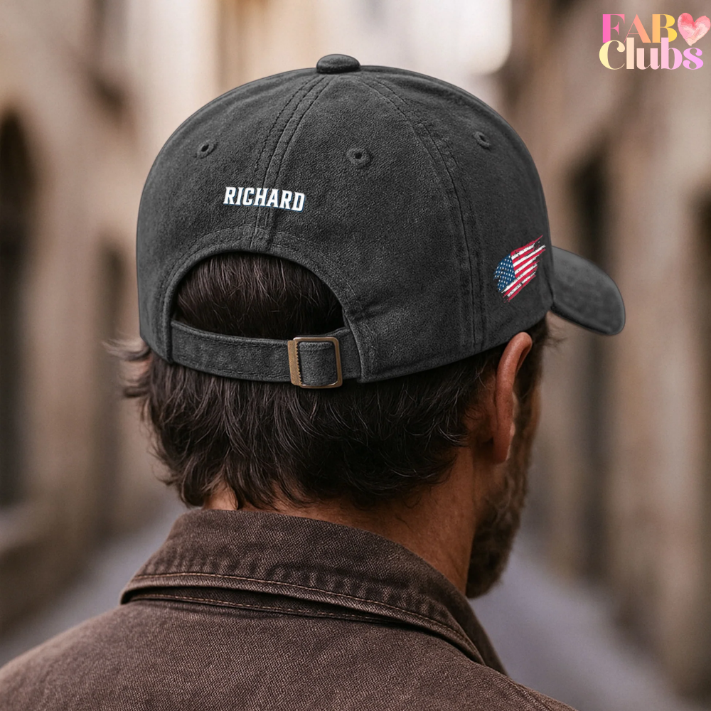 250Th Anniversary Usa Patriotic Faux Pattern - Personalized Distressed Denim Cap