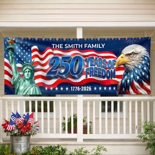 Custom Polyester Outdoor Banner - Personalized America 250th Anniversary Gifts For Mom