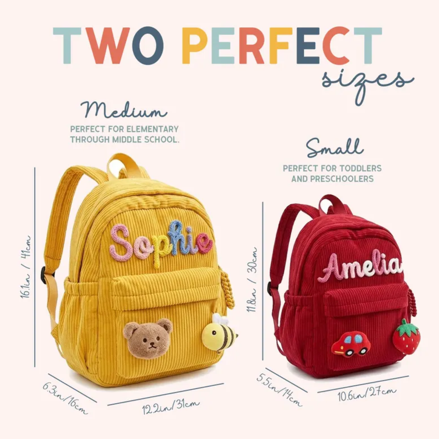 Small and Medium backpack sizes