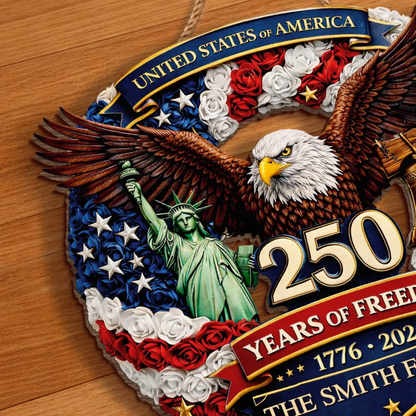 Custom Wood Sign - Personalized America 250th Anniversary Gifts For Family