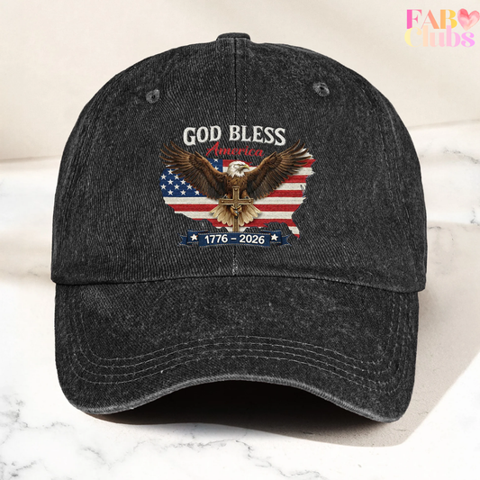 250Th Anniversary Usa Patriotic Faux Pattern - Personalized Distressed Denim Cap