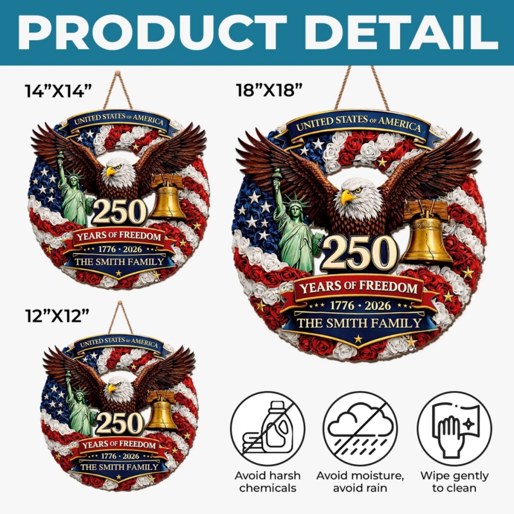 Custom Wood Sign - Personalized America 250th Anniversary Gifts For Family