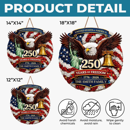 Custom Wood Sign - Personalized America 250th Anniversary Gifts For Family