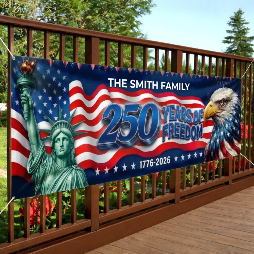 Custom Polyester Outdoor Banner - Personalized America 250th Anniversary Gifts For Mom