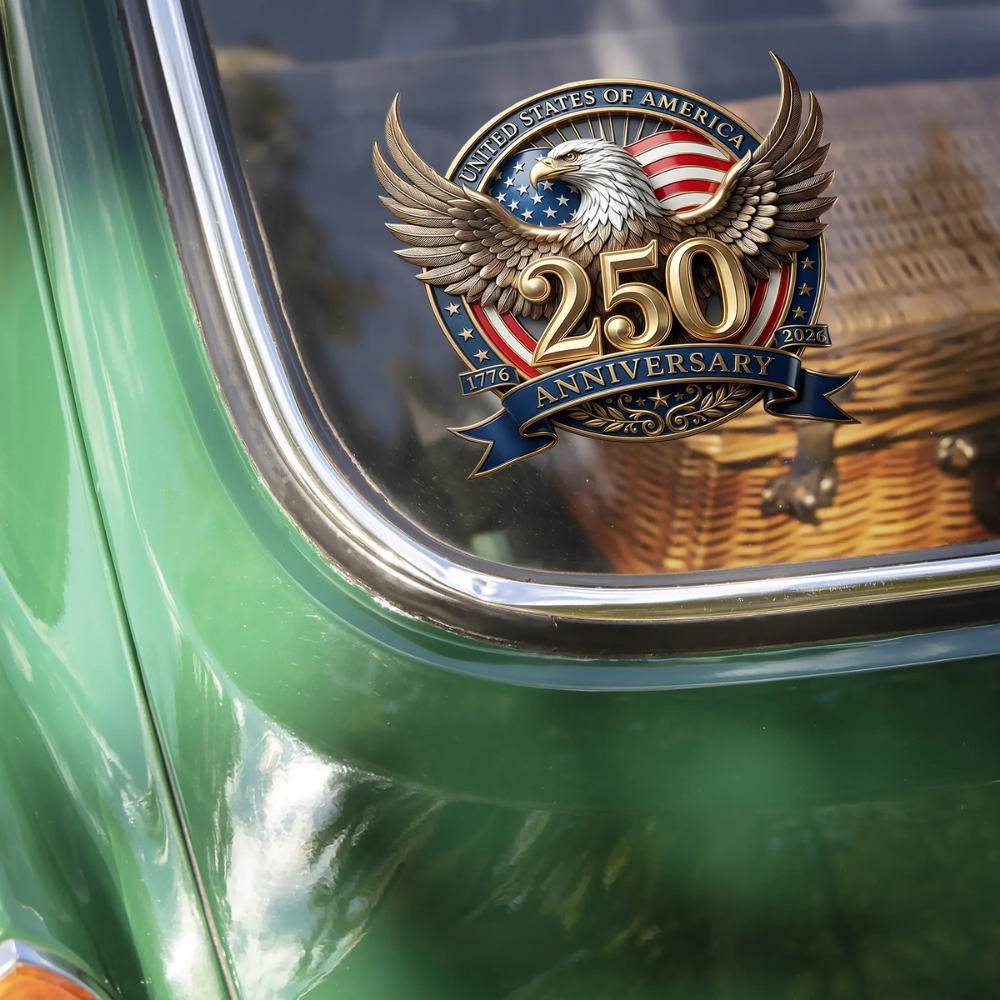 Eagles Flag USA 250th Anniversary Patriotic Car Window Decal Sticker